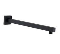 Katezon Square Shower Arm with Flange, Made of Solid Stainless Steel, 40 cm Shower Head Extension Extender Pipe Arm, Wall-Mounted for Fixed Bathroom Shower Head (Matte Black)