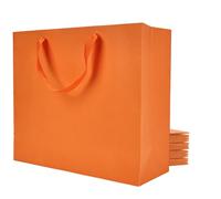 Katfort Orange Paper Gift Bags 25 Pack, 15.7''×5.9''×12'' Orange Gift Bags Bulk with Cotton Handle, Matte Paper Bags for Gifts Kraft for Shopping, Wedding, Party, Retail