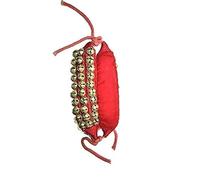 Kathak Ghungroo Pair (12 No. Ghungroo) Big Bells Tied with Cotton Cord Indian Classical Dancers Anklet Musical Instrument Red Velvet Pad (30+30)
