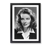 Katharine Hepburn Modern Framed Print | A3 Black Framed Wall Art | Ready to Hang | Modern Nature Picture | Living Room Bedroom Lounge Office