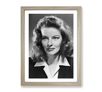 Katharine Hepburn Modern Framed Print | A4 Oak Framed Wall Art | Ready to Hang | Modern Nature Picture | Living Room Bedroom Lounge Office