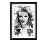 Katharine Hepburn V3 Framed Print | A2 Black Framed Wall Art | Ready to Hang | Modern Nature Picture | Living Room Bedroom Lounge Office