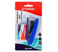Kathay 86000199 Mini Stapler with 1000 Staples No. 10, 9.5 cm, up to 12 Sheets, Random Colours: Black or Blue.