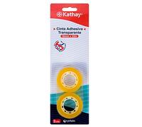 Kathay 86003100 Blister Pack of 2 Transparent Adhesive Tapes, 18 mm x 33 m, High Resistance