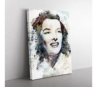 Katherine Hepburn In Abstract Modern Art Canvas Wall Art Print Ready to Hang, Framed Picture for Living Room Bedroom Home Office Décor, 50x35 cm (20x14 Inch)
