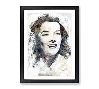Katherine Hepburn In Abstract Modern Art Framed Wall Art Print, Ready to Hang Picture for Living Room Bedroom Home Office Décor, Black A3 (34 x 46 cm)