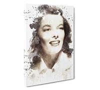 Katherine Hepburn Sepia V3 Canvas Print | Gallery Wrapped 30mm Frame Wall Art | 30x20 inches | Ready to Hang | Modern Picture | Living Room Bedroom Lounge Office