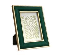 Kathfly 1 Pcs 6.5 x 8.4 In Velvet Picture Frame with Gold Metal Edge Green Photo Frame Horizontal & Vertical Mount for Poster Artwork Puzzles Tabletop Wall Display Christmas Home Office Decor