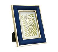 Kathfly 1 Pcs 6.5 x 8.4 in Velvet Picture Frame with Gold Metal Edge Navy Blue Photo Frame Horizontal & Vertical Mount for Poster Artwork Puzzles Tabletop Wall Display Christmas Home Office Decor