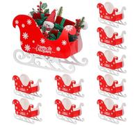 Kathfly 10 Set 15.8'' Christmas Large DIY Sleigh Basket Gifts Set Paper Sleigh Deck Gifts Boxes Wooden Sled Runners Classic Style Xmas Sled Basket Bags for Christmas Holiday Craft Supplies