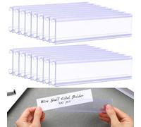 Kathfly 100 Pcs Wire Shelf Label Holder 6"x1.25" Extended Clear Rack Ticket Label Holder with Paper Insert Area Plastic Basket Clips on Compatible with 1-1/4 Inch Shelf Tags Thick