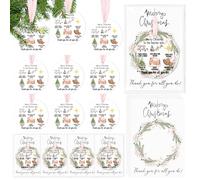 Kathfly 12 Sets Teacher Christmas Ornaments Acrylic Teacher Xmas Tree Ornaments with Merry Christmas Cards Funny Employee Coworkers Appreciation Gifts for Women Tutor Mentor Coach