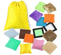 Kathfly 15 Pcs Sensory Bean Bags Shape Texture Color & Feel Sorting Sensory Items with Drawstring Bag for Autistic People Need Supply for ADHD Adults Women Men(Square)