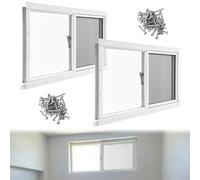 Kathfly 2 Pack Basement Home Window 32" x 14" Mini Basement Windows Replacement with Glass Block Screen and Screws for Home Sheds Barns