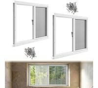 Kathfly 2 Pack Basement Home Window 36'' x 24'' Mini Basement Windows Replacement with Glass Screen and Screws for Home Sheds Barns (White)