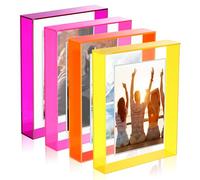 Kathfly 4 Pcs 5x7 Floating Picture Frame Acrylic Frames for Wall Mounted or Tabletop Standing Decorative Magnetic Photo Frames Neon Translucent Hanging Frame, Display Photo up to 7x9 (Bright Colors)