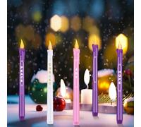 Kathfly 5 Pieces LED Flameless Advent Candle Set Christmas Battery Operated Candles with Words Hope Peace Joy Tall Catholic Pink White Purple Taper Candles for Church Advent Wreath Rituals