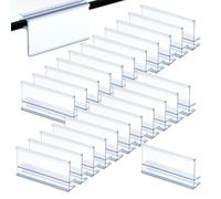 Kathfly 50 Pcs 2.5 l x 1.25 H Plastic Label Holder Clear Reusable Plastic Shelf Label Holder Grips on Glass from 3/16 to 1/4 Thick for Pantry Retail Merchandise Shopping Mall Store Supermarket