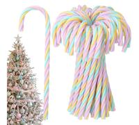 Kathfly 50 Pcs Pastel Christmas Candy Cane Ornament Plastic Christmas Tree Hanging Decor Candyland Twisted Crutch Candy Canes for Home Xmas Tree Holiday Party Gift Decoration (Pastel Color)