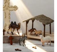 Kathfly 6 Pcs Christmas Nativity Set Nativity Creche Stable Animals Figures Decoration for Xmas Holy Family Home Sunday Pretend Play Gift