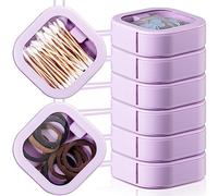 Kathfly 6 Pcs Hair Tie Organizer, Portable Bobby Pin Holder, Stackable Hair Accessories Holder for Travel, Cotton Swabs Dispenser, Jewelry Organizer Box(Purple)