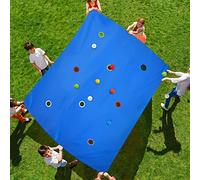 Kathfly Blue Hole Tarp Team Building Game 98 x 70 Inch Learning Fun Team Building Games for Work with 8 Pcs Team Building Ball for Teamwork Group
