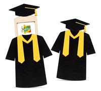 Kathfly Cheerful Graduation Gift Card Holders, Wooden Gift Cardholder Pull Out, and Cute Card Holder to Decorate Gifts for Wedding Graduation Birthday Note Cards and Business Cards (Black and Gold)