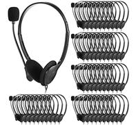 Kathfly Headset with Microphone Black Stereo Headphones Adjustable Office Conference Headphones with 3.5mm Plug for Adult Mobile Phone Tablet Business Call Center(20 Pcs)