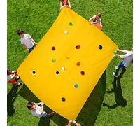 Kathfly Hole Tarp Team Building Game 98 x 70 Inches Learning Fun Team Building Games for Work with 8 Pcs Team Building Ball for Teamwork Group Activities (Yellow)