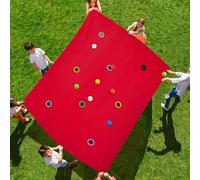 Kathfly Hole Tarp Team Building Game 98 x 70 Inches Learning Fun Team Building Games for Work with 8 Pcs Team Building Ball for Teamwork Group Activities (Red)