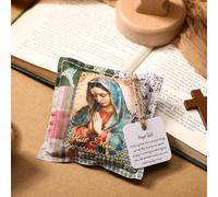 Kathfly Mini Vintage Pocket Prayer Quilt Scripture Squares Small Quilt with Cross Inside Handmade Sew Colorful Pocket Prayer Gifts (1,Hail Mary)