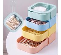 Kathfly Vibrant Colors Hair Tie Organizer 4 Pcs Stackable Hair Tie Bobby Pin Holder Home Cotton Swab Dispenser Jewelry Organizer Box 3.7 x 3.7 x 1.2 inches