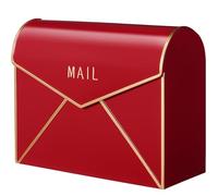 Kathfly Wall Mount Mailbox 12.6" W x 4.7" D x 9.8" H Packages Large Waterproof Metal Mailbox for Envelopes Small Weatherproof Rustproof Mail Holder for Home Office Porch Garden (Red)
