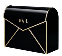 Kathfly Wall Mount Mailbox 12.6" W x 4.7" D x 9.8" H Packages Large Waterproof Metal Mailbox for Envelopes Small Weatherproof Rustproof Mail Holder for Home Office Porch Garden(Black)