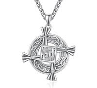 KATHLU Irish Saint Brigid's Cross Necklace 925 Sterling Silver Amulet Celtic Knot Cross Ireland Charm Lucky Pendant Gift