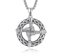 KATHLU Irish Saint Brigid's Cross Necklace 925 Sterling Silver St Brigid Amulet Celtic Knot Cross Ireland Charm Lucky Pendant Gift
