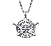 KATHLU Nordic Viking Necklace for Men Women 925 Sterling Silver Punk Pendant Medal Gothic Viking Jewelry with 22"+2" Stainless Steel Chain Gift Box Sterling Silver No
