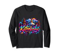 Kathmandu City Skyline Souvenir - Graffiti Long Sleeve T-Shirt