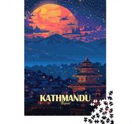 Kathmandu Nepal Nightscape Art 1000 Piece Jigsaw Puzzle for Adults, 38x26cm/1000pcs, Screen-Free Leisure, Focused Puzzle Time And Year-Round Leisure