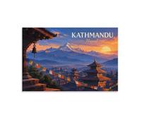 Kathmandu Nepal Nightscape Art Wall Art Canvas Print, Spring Home Decor | A practical decorative canvas art choice for New Year decorating; it helps complete the room for year-round display