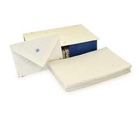Kathmandu Valley Co. Vintage Stationery Gift Box Set with 50 Handmade A5 Deckle-edge Lokta Paper Sheets and 30 Envelopes (Cornflower)