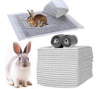 kathson 100PCS Rabbit Pee Pads 18× 13in Disposable Cage Liners Super Absorbent Black Carbon Odor-Control Bunny Training Pad with Quick-Dry Surface for Bunny Guinea Pig Kitten Hedgehog Small Animals