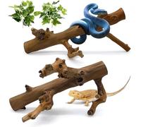 kathson 2Pcs Snake Climbing Branch, Reptile Wood Branches Decor, Natural Polished Wood for Lizard Habitat Climb Accessories, Tank Tree Trunk Ornament for Bearded Dragon Geckos Chameleons Frog Spider