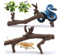 kathson 2Pcs Snake Climbing Branch, Reptile Wood Branches Decor, Natural Wood for Lizard Habitat Climb Accessories, Tank Tree Trunk Ornament for Bearded Dragon Geckos Chameleons Frog Spider