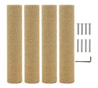 Kathson 4 PCS Cat Scratching Post Replacement 15" Natural Jute Spare Extension Scratch Post for Cats Tree DIY Craft Refill Pole Parts Hemp Rope Scratcher Climbing Perch for Indoor Kitten Brown