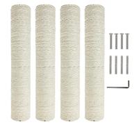Kathson 4PCS Cat Scratching Post Replacement 15" Natural Jute Spare Extension Scratch Post for Cats Tree DIY Craft Refill Pole Parts Hemp Rope Scratcher Climbing Perch for Indoor Kitten White