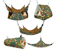 kathson 5 PCS Guinea Pig Hammock Set, Washable Ferret Hammock Guinea Pig Hideout Bed Soft Hamster Hanging Tunnel Mats Small Pets Cage Accessories for Rat, Sugar Glider, Squirrel