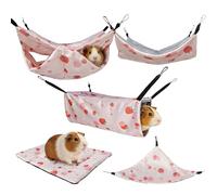 kathson 5 PCS Guinea Pig Hammock Set, Washable Ferret Hammock Guinea Pig Hideout Bed Soft Hamster Hanging Tunnel Mats Small Pets Cage Accessories for Rat, Sugar Glider, Squirrel(Pink)