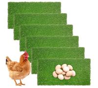 kathson 6 PCS Washable Nesting Pads for Chicken Coop, 11.8 X 23.6 in Artificial Grass Turf Rug Cuttable Chicken Coop Liner for Laying Eggs Reusable Nest Box Bedding Egg-Protecting Mats for Coops