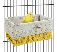 kathson Bird Nest Parrot House Birds Sleeping Bed Straw Weave All Season Hanging Hammock Bird Bed Snuggle Hut Birdcage Accessories for Parakeets Budgies Cockatiels Conures Quaker Parrot(Yellow)
